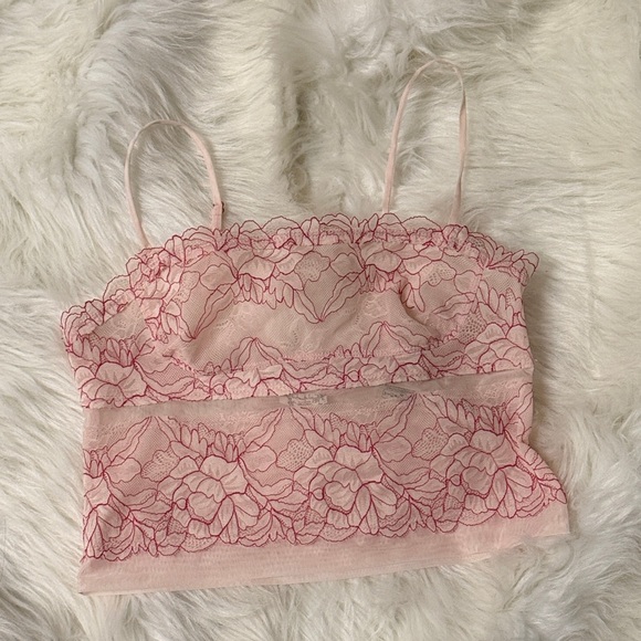 FREE PEOPLE Double Date Cami Camisole Tank Top Blush Red Combo Sz S NWOT - Picture 8 of 13